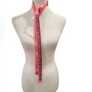 High society of Boston vintage c 1983 pink slim tie with music accents printing